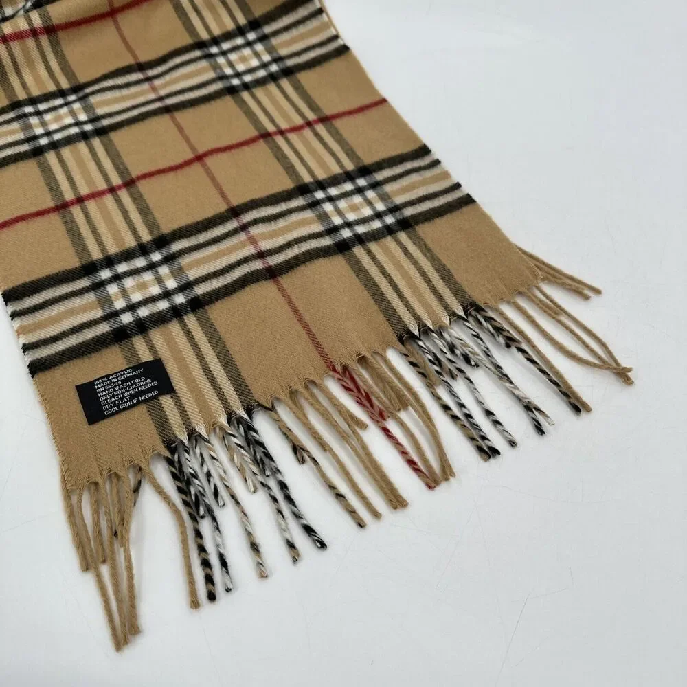 Womens Plaid Scarf Tan Black‎ Red 53